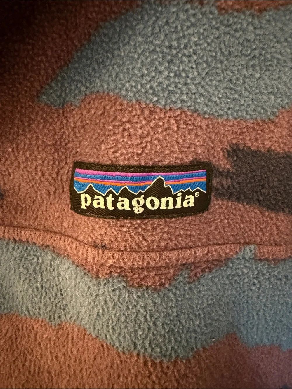 Women’s Patagonia Fleece Pullover in Dusty Rose and Slate Blue Camo SZ XL. EUC! - Picture 4 of 6